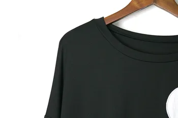 2019 m. Rudenį Naujų marškinėliai Moterims Laukinių Medvilnės Mados Atsitiktinis Apvalios Kaklo, ilgomis Rankovėmis marškinėliai Moteriška Dot Moterų Drabužiai